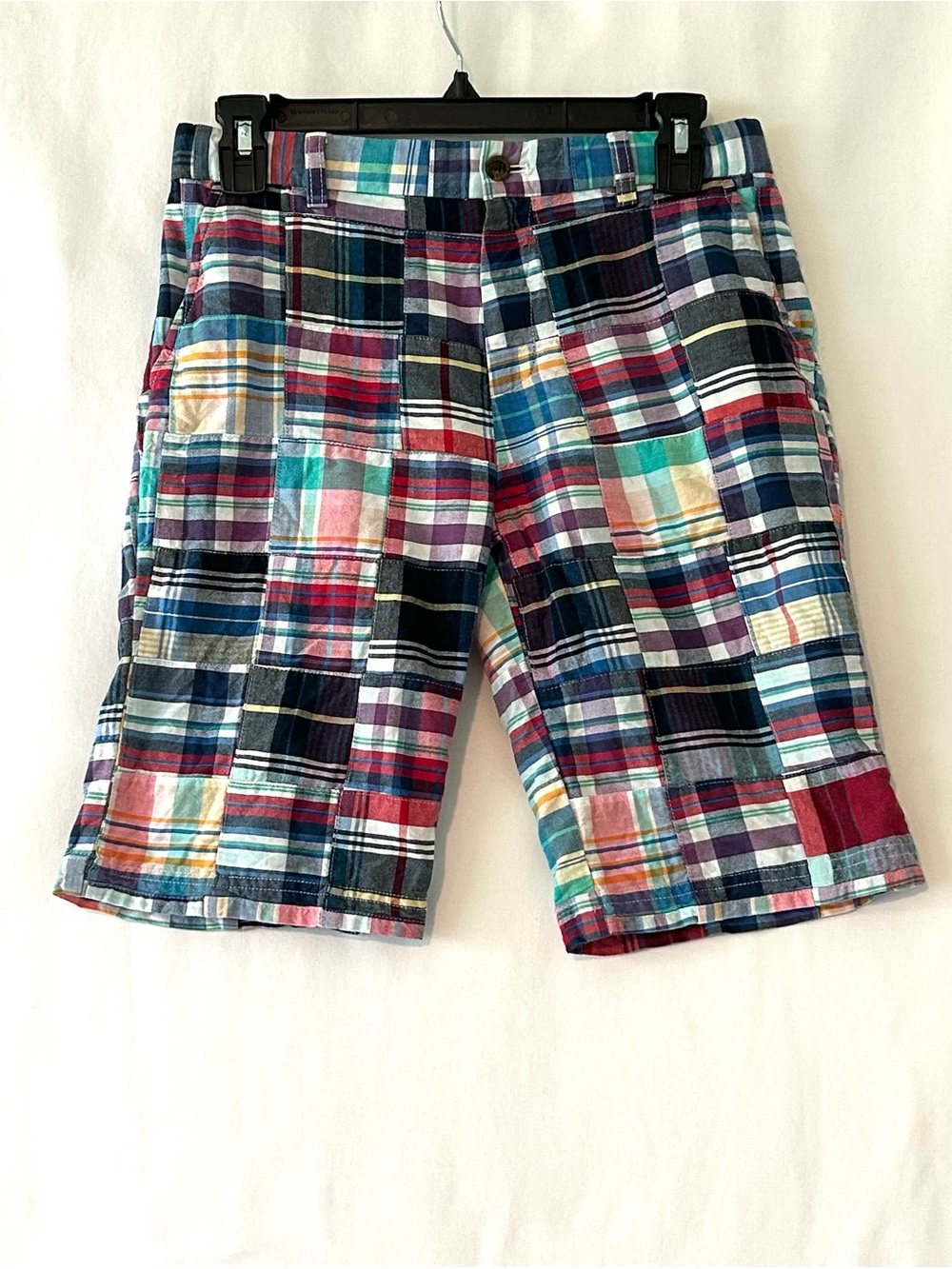 Vintage Brooks Brothers Fleece Boys Quilted Chino Shorts Sz14 Multi-Color Madras